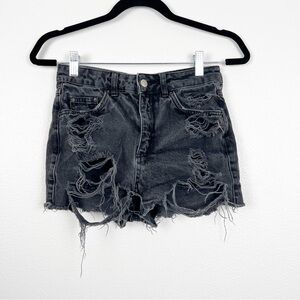 Top Shop‎ Moto Distressed Cutoff Mom Denim Jean Shorts Sz 6